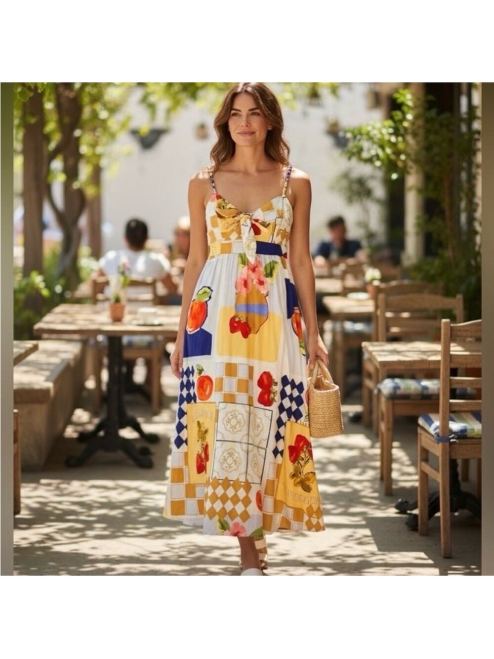NWT Caroline Constas Champ de Fraises Printed Midi Dress S